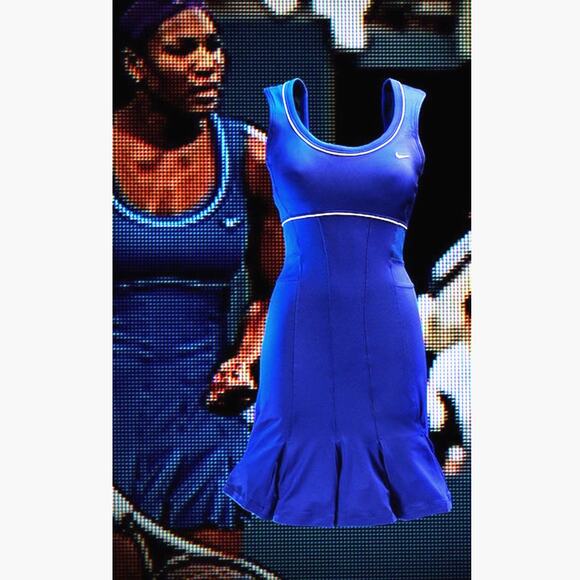 Serena Williams nike DUC Tennis dress S blue australian open 2012 Pleated Sheer - Picture 1 of 16